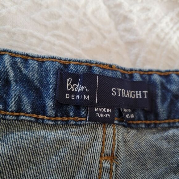 Boden Straight Leg Blue Button-Fly Jeans Raw Hem 8 - Picture 6 of 11
